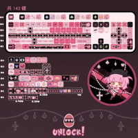 ECHOME Anime Keycap Set 142 Guarding Sweetheart Cute Keycaps Customized Cherry Profile Pink Keycaps for Mechanical Keyboard Gift