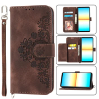 2024 Wallet Case for SONY Xperia 1 IV 10 IV PU Leather 6 Card Slots Flip Cover with Hand-strap Funda Capa for sony