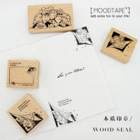 moodtape vintage wood clear stamp for DIY scrapbooking/photo album Decorative stamp sunflower tulip stamp seal 669509961533