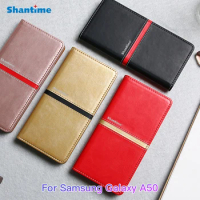 Pu Leather Wallet Phone Case For Samsung Galaxy A50 Flip Book Case For Samsung Galaxy A50 Business Case Soft Silicone Back Cover