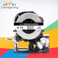 SS6KW Black on White 6mm Label Tape Replace for Epson King Jim LC-2TBN LW-300 LW-300L LW-C410 LW-400 Label Maker Printer Ri
