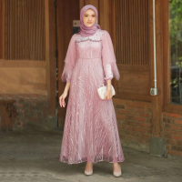 Termurah!!! Luna Dress Brokat Kombinasi / Fashion Muslim Wanita / Gamis Nadine / Bisa Cod / Ada Jumb