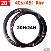 20" 406/451 Bike Rim 20H/24H Thicken Folding Bike Rim Aluminum Alloy V Brake CNC Rim R40 Double Layer Wheel Parts Customized