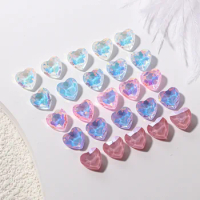 20PCS 8MM 3D Glass Nail Art Heart Charms Crystal Rhinestone Jewelry Making Supplies Materials Nails Decoration Accessories WY