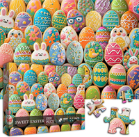 Easter Eggs Puzzles for Adults 1000 Pieces Easter Bunny Chicken Funny Holiday Cookies Puzzle Spring 