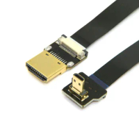50cm 90 Degree Angled FPV Micro HDMI to Mini HDMI FPC Soft Flat Cable 30cm for Gopro 3+ 4 3-axis Handheld Brushless Gimbal