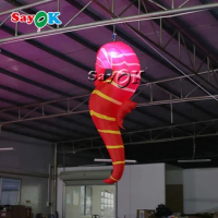 Sayok 6.56ftH Giant Inflatable Seahorse Inflatable Seahorse Model with Remote Controller Inner Air Blower for Bar Concert Club