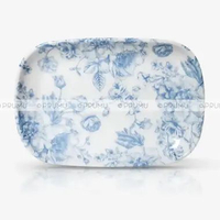 PRUMU Piring Motif Persegi Panjang Kecil Melamin 7 Inch (17.6 cm) untuk Snack, Dessert - P3007KB Blu