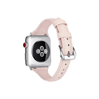 【DAYA】Apple Watch 1-9代/SE 38/40/41mm 專用真皮細錶帶 粉膚色