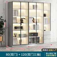 Bookcase household locker with glass door light luxury display cabinet custom living room whole wall to top bookshelf wall