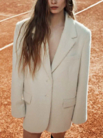 Namirazka - Winter Wool White Blazer Luaran Outer Wanita Wol Coat Mantel Pakaian Musim Dingin Formal
