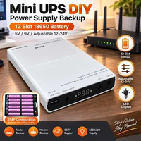 Mini UPS DIY 12P-5912 Power Supply Backup Router 12 Slot 18650 Battery Putih