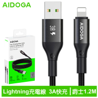 【AIDOGA 艾迪伽】USB-A TO Lightning充電線傳輸線編織快充線 3A快充 爵士 1.2M(支援iPhone 8~14系列)