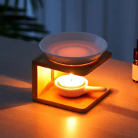 Creative Essential Oil Burner Household Candle Lamp Exquisite Wooden Wax Melt Burner Aromatic Oil Lamp Bedroom