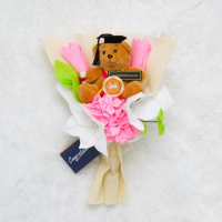 Buket Bunga Boneka Wisuda Kucing Lucu Custom