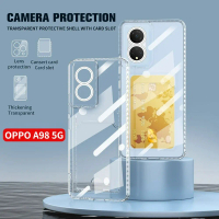 Sarung telefon untuk OPPO A98 5G 2023, penutup kalis kejutan, sarung lutsinar dengan slot kad untuk