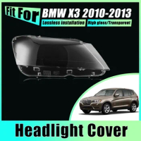 Pair Headlight Covers For BMW X3 2010-2013 F25 F26 Head Light Caps Transparent Front Lens Fog Lampshade Headlamp Car Accessories