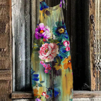 New on New Ladies Sha New Bohemian Loose Retro Romper Sweet Little Fresh 3D Printed Stylish Casual S