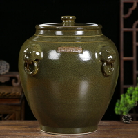 景德鎮陶瓷米缸帶蓋家用30斤50斤100斤仿茶葉末老式面粉桶密封罐