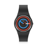 【SWATCH】Gent 原創系列手錶 CIRCLING BLACK 迴圈黑 男錶 女錶 瑞士錶 錶(34mm)