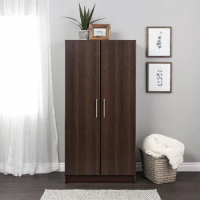 Wardrobe Simplistic 2-Door Armoire Portable Closet Wardrobes Elite Functional Wardrobe Closet With Hanging Rail and Shelves Home