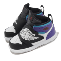 【NIKE 耐吉】學步鞋 Sky Jordan 1 TD 黑 白 紫 童鞋 小童 喬丹 魔鬼氈(BQ7196-154)
