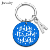2023 New Year Gifts Baby It's Cold Outside Christmas Keychain for Kids Stainless Steel Charm Jewelry Keyring Christmas Gifts