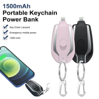 Portable Mini Power Bank Keychain Emergency Mobile Phone Small Backup Charger Pod Powerbank for Android and Iphone 1500mah Power