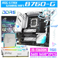 Intel B760 DDR5 White Motherboard LGA 1700 ASUS ROG STRIX B760-G GAMING WIFI 6E + i5 13600K CPU With RAM Suit 32GB 5600MHz RGB
