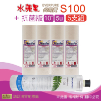 【水蘋果】Everpure S100 公司貨濾心+抗菌版10英吋5微米PP濾心(5支組)