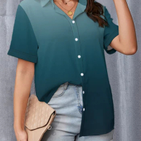 Gradient 3d Digital Printing Shirt Outdoor Shopping Fashion Popular Shirts Loose Comfortable Leisure Summer Short Sleeve Shirt