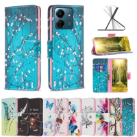 Painted Leather Case For Xiaom Redmi 13C 4G 5G Case Wallet Flip Phone Cover For Redmi 12 4G Cases Fundas
