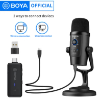BOYA USB Condenser Wireless Microphone BY-PM500W Professional Mic for PC Laptop Streaming Recording Vocals Voice Gaming Metting