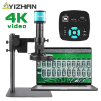 YIZHAN FullHD 4K Video Microscope HDMI USB Digital Camera SONY-imx291 Microscope For Electronics 130180X Zoom C-Mount Lens Light