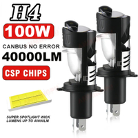WorldAutoParts 2PCS H4 Led Projector Bi Led High and Low Beam Car Headlight Bulb Led Auto ProjectorP