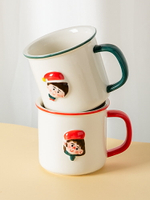 可愛卡通馬克杯陶瓷杯家用喝水杯子辦公室女仿搪瓷茶缸茶杯咖啡杯