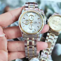 CHENXI Silver mix Gold Stainless Steel Watchband Mens watch Small Dial Hardlex Quartz luxury watch