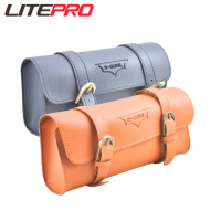 Litepro Folding Bicycle Leather Retro Waterproof Front Storage Bag Handlebar Portable Hanging Bags