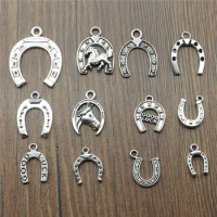 20pcs Horseshoe Pendant Charms Antique Silver Color Horse Shoe Charms Jewelry DIY Lucky Horseshoe Charms For Bracelet