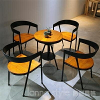 鐵藝餐椅loft工業風奶茶甜品烘培店漫咖啡廳椅子實木小圓桌椅組合  閒庭美家