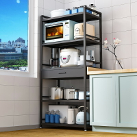 廚房置物架落地式多層微波爐架子帶抽屜烤箱架儲物鍋架櫥柜收納架