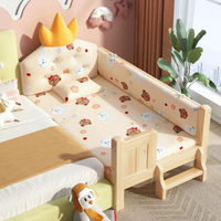 實木兒童床帶護欄男孩女孩嬰兒單人床寶寶床加寬延邊小床拼接大床