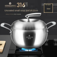 Pot 316 Stainless Steel Household Thickened Induction Cooker Gas Stove Special Deep Soup Pot Cooking Congee Pot Without Coating
