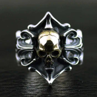 925 sterling silver gold skull Thai Silver Open Rings