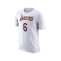 Nike 短袖上衣 Los Angeles Lakers NBA 男款 白 紫黃 短T 湖人 詹姆斯 DR6381-106