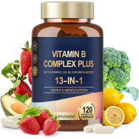 13-in-1 Vitamin B Complex Plus with Vitamin B1-B12 B3 (Niacinamide) B7 (Biotin) B8 (Inositol) B9 (Fo