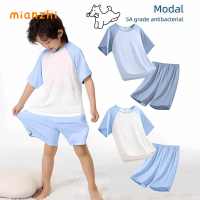 [MIANZHI] Quần Short ngắn tay Modal dành cho trẻ em Bộ đồ ngủ Cotton thoáng khí Bộ đồ ngủ kháng khuẩ
