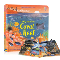 Usborne Look Inside a Coral Reef Educational Picture Cardboard Books for Children Kids Ocean Knowledge Reading Books in English