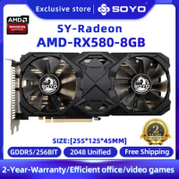 SOYO NEW AMD Graphics Card RX580 8GB 2048sp 256bit Gddr5 GPU Computer graphics card Play game GPU rx580 8G Video For Desktop PC