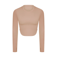 Lulu ใหม่กีฬาโยคะแขนยาวคอกลมปกนิ้วคงที่ชุดชั้นในที่ถอดออกได้ออกกำลังกายยอดนิยม ds220